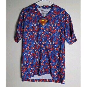 NWT DC COMICS, MENS SIZE SMALL SUPERMAN HAWAIIAN BUTTON-UP SHIRT